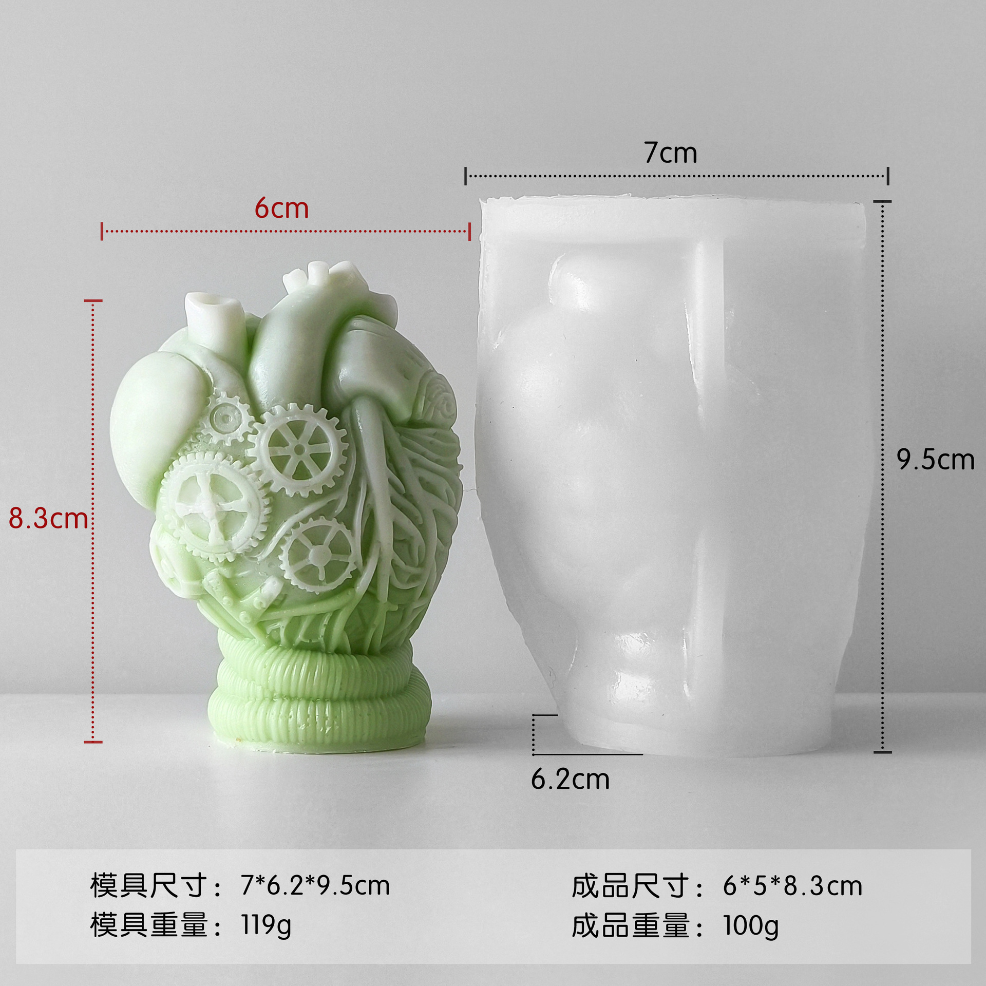 Jiahui Mei corazón molde de cera de banana diy vela hecha a mano cristal adorno goteo