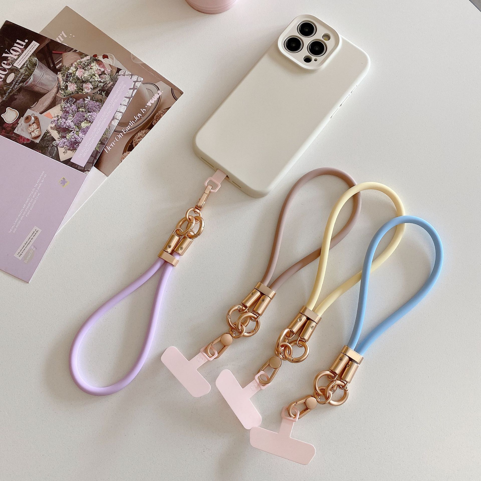 Silicona líquida cordón corto para teléfono móvil junta pulsera corta funda para teléfono móvil anti-pérdida para exteriores cadena de muñeca cuerda corta