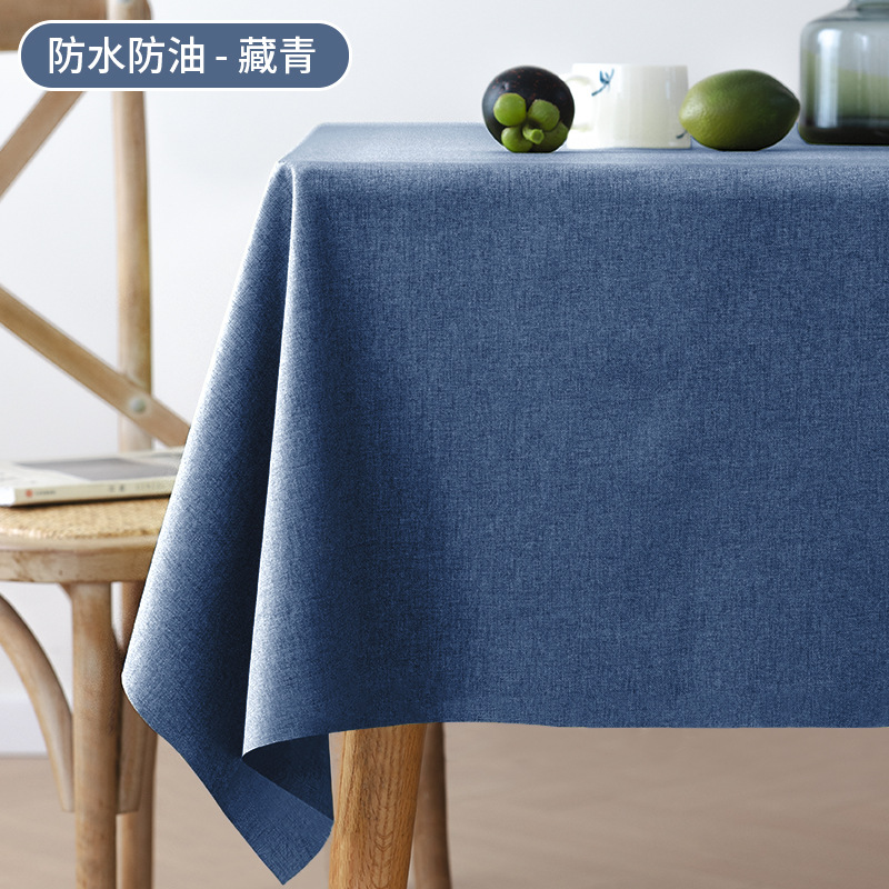 Tejido algodón lino impermeable a prueba de agua a prueba de aceite color sólido tela de mesa rectangular toalla de cubierta a prueba de polvo mesa de té doméstica tela de mesa al por mayor