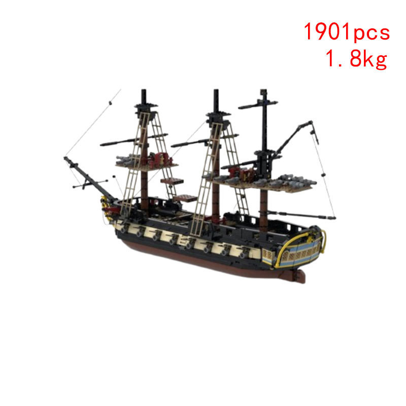 3 Cross-Border Hot-Selling Small Particle Moc-65878 Frigate Pirate Ship Boys' Building Block Toy Model Decoration Piece