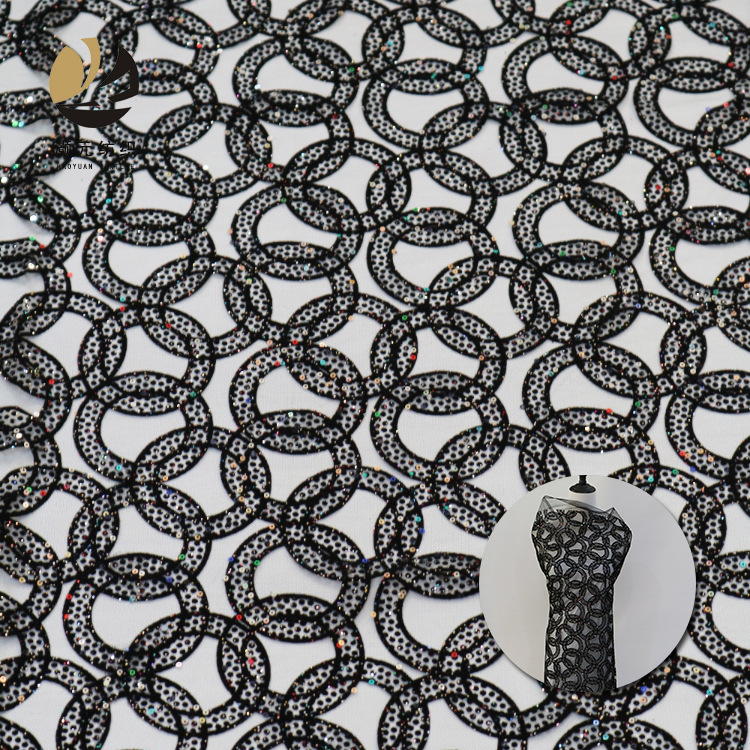 2024 nuevo gaza de malla primavera y verano gaza de malla tridimensional encaje rociado oro flash telas de vestido de boda