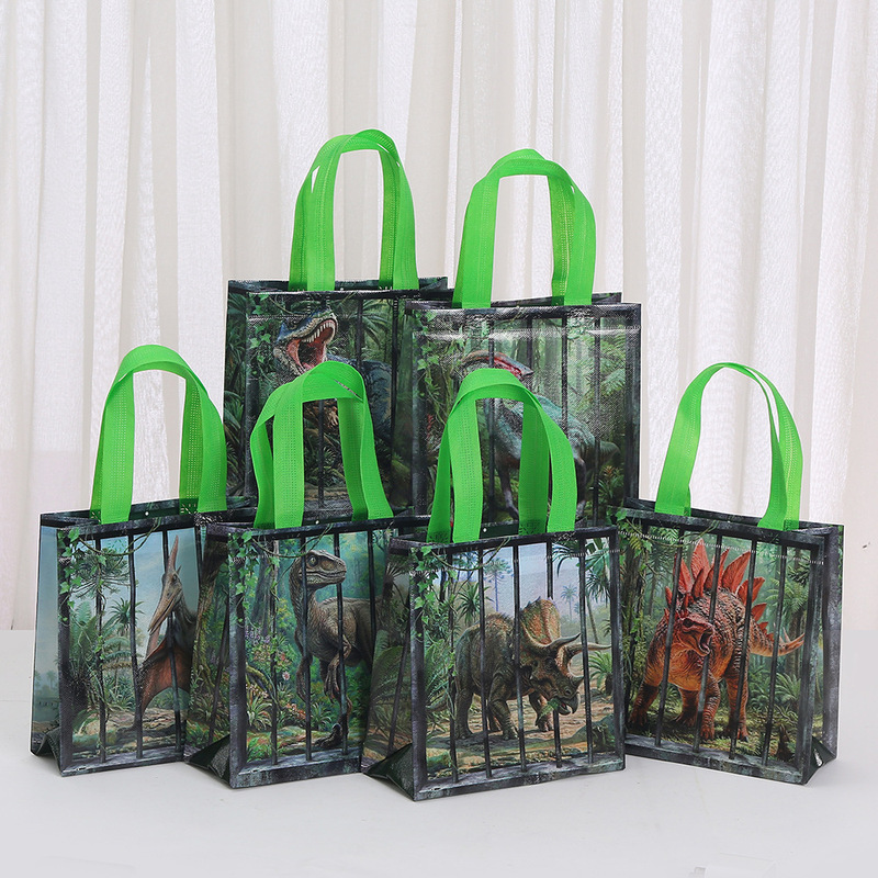 Dinosaur Non-Woven Fabric Bag Printed Tote Bag Holiday Gift Bag Party Gift Tote Bag Waterproof Laminated Bag Wholesale
