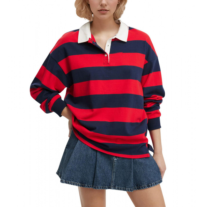 Felpa a righe con fodera in pile da donna - Pullover streetwear oversize con stampa integrale per un comfort casual_voghion.com
