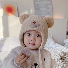 婴儿帽子秋冬纯棉可爱超萌婴幼儿毛线帽男女童冬季保暖宝宝护耳帽