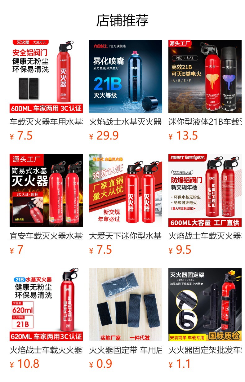 Vehicle-Mounted Fire Extinguisher for Car Fire Inspection and Annual Inspection 21B Portable Dry Powder Fire Extinguisher 600ml Emergency Essential