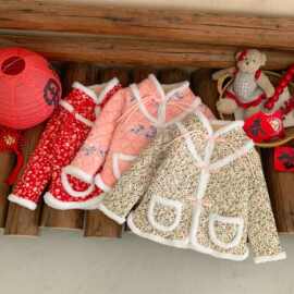 冬季女童国风加厚棉袄拜年服加绒保暖棉衣中大童民族风碎花棉服