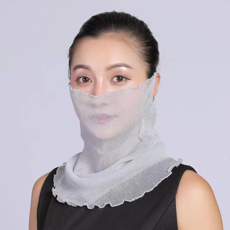 Cuello de orejas de alambre de oro para mujeres primavera y verano universal protector solar cuello de cuello multifuncional velo de cuello de cubierta de cabeza de seda pequeña bufalla