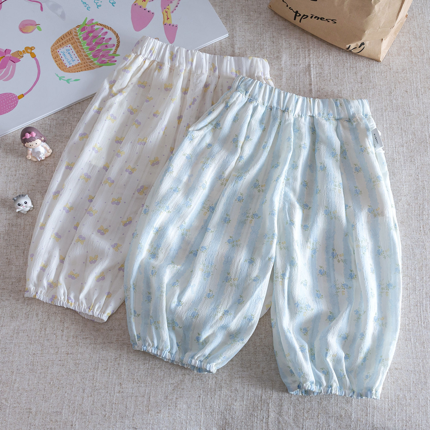 Girls' Pants 2025 New Summer Children's Korean Style Sweet Cute Lantern Pants Fashionable Casual Pants for Baby Girls Trendy