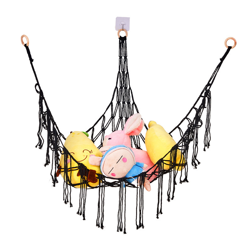 三角玩具ネットポケット手作り綿紐編みハンモックネットポケットぬいぐるみ収納壁ポケット吊りネットポケット|undefined