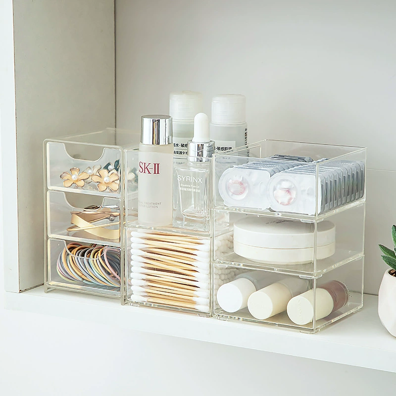 Wall-Mounted Cosmetic Storage Box, Modular Mirror Cabinet Organizer, Multi-Layer 3-Size Options