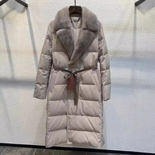 2025冬季新款高端水貂毛领羽绒服女中长款白鹅绒收腰大衣皮草外套