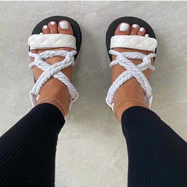 thick-soled rope flat sandals NSJJX120615