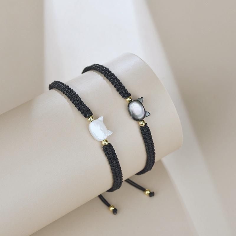 Xiaohongshu's Popular Black Cat and White Cat Bracelet, Exquisite Handmade Niche Braided Couple Bracelet, Versatile 3