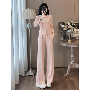 西蒙莱纳 Salt style casual sports hooded sweatshirt suit for women autumn new style wide-leg pants two-piece set