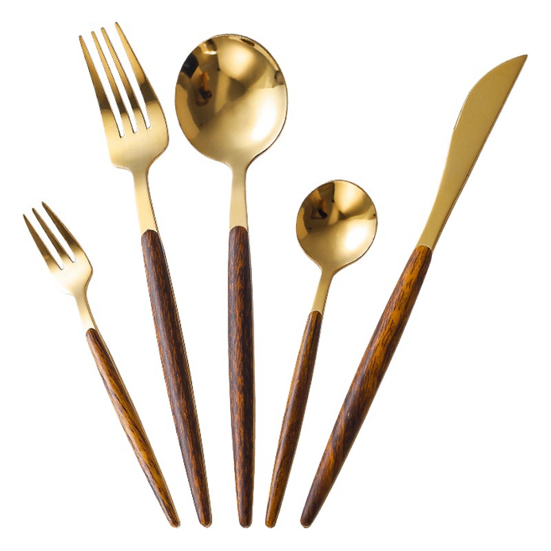 Cuchillo de baquelita creativo, tenedor y cuchara haya cuchillo de filete occidental Tenedor de fruta cuchara de café