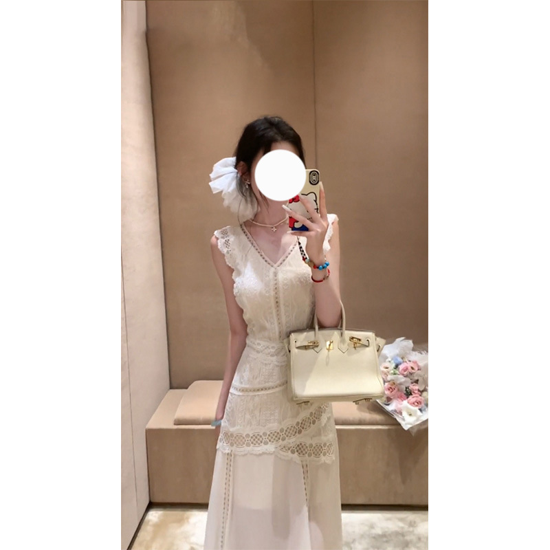 法式气质无袖背心连衣裙女2025夏季新款优雅收腰显瘦长裙裙子|undefined
