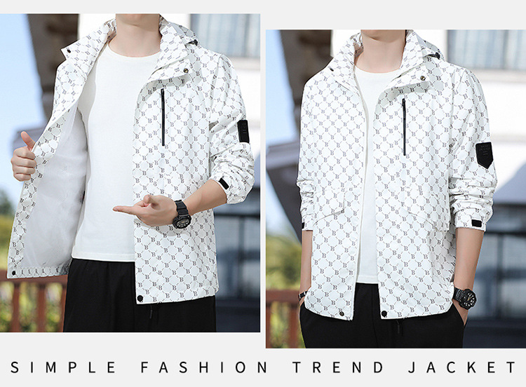 Giacca da uomo primavera e autunno calda giacca a vento moda casual con cappuccio Douyin stile caldo_voghion.com