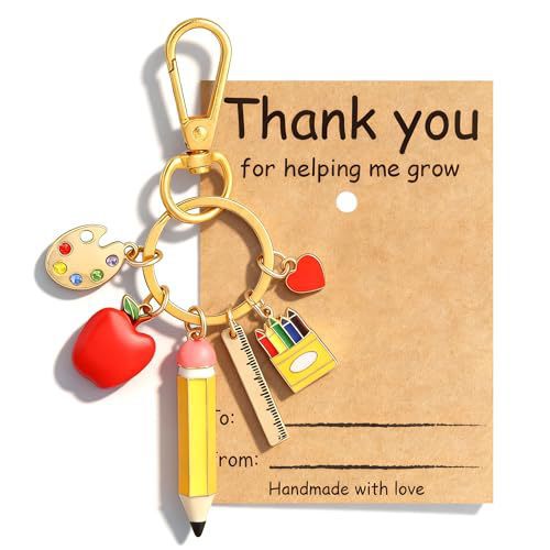 Cartoon 3D Keychain Apple Drawing Board Heart Pendant Teacher Appreciation Gift Keychain Pencil Keychain
