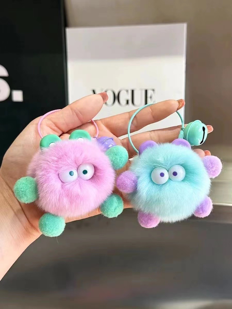 Lindo conejo Rex pequeña bolsa de cerdas colgante mochila cosas feas adornos muñeca dibujos animados llavero Coche