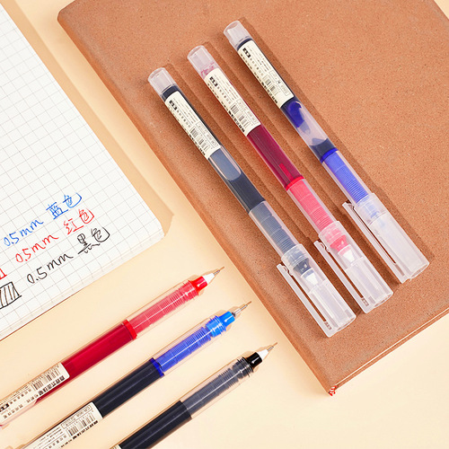 Straight liquid ballpoint pen, gel pen, 0.5mm needle tube, quick-drying signature pen, student office pen, exam
