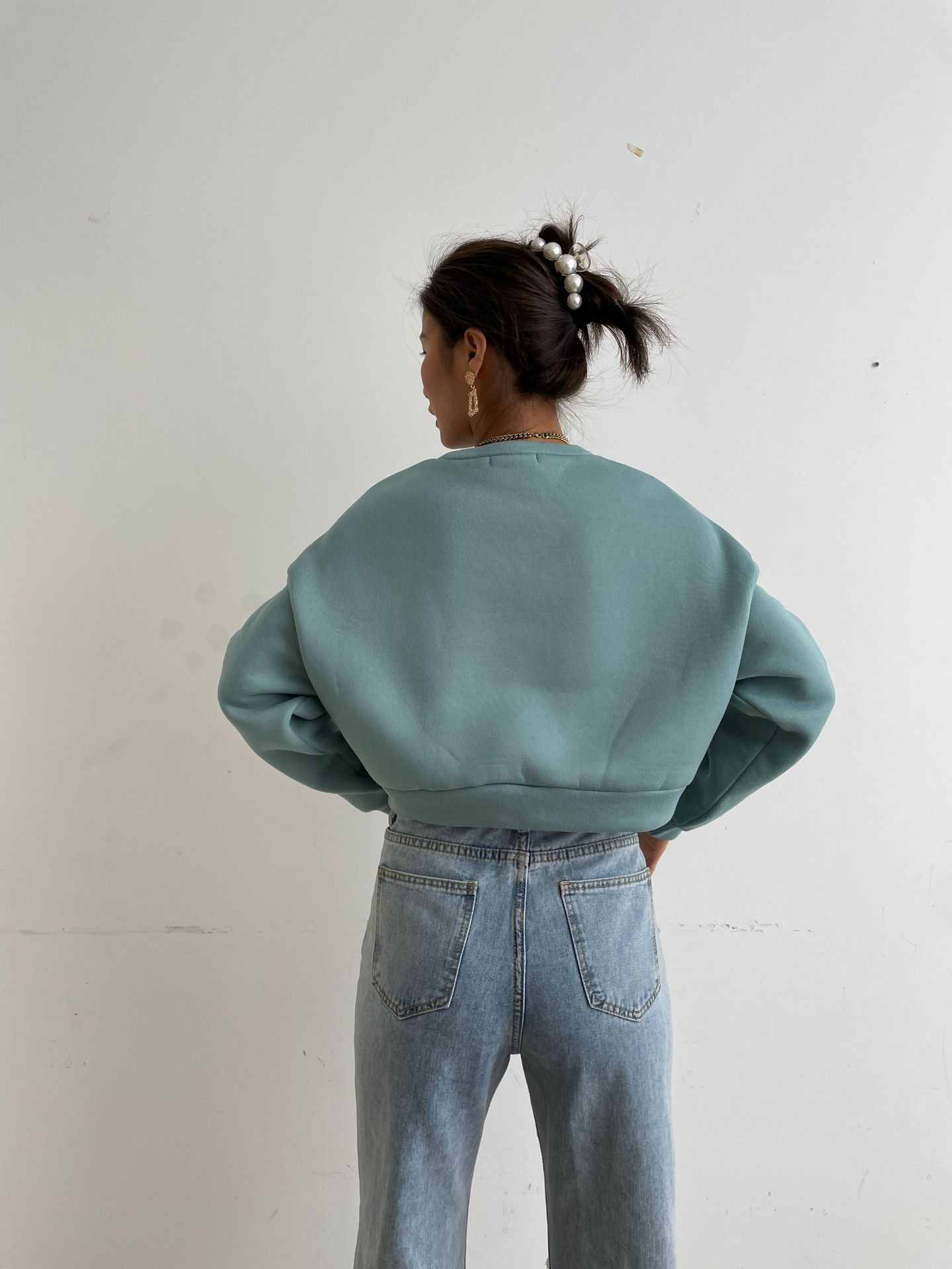 round neck embroidery drop shoulder casual pullover sweatershirt nihaostyles wholesale clothing NSGMY82666