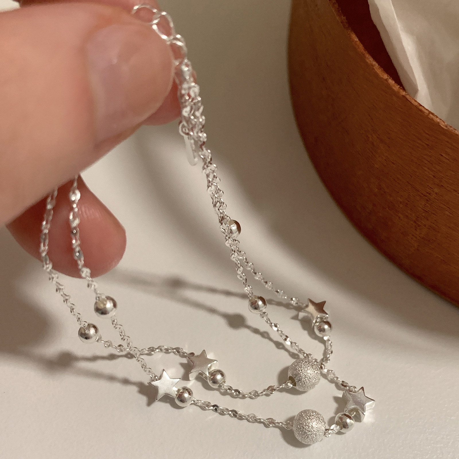 Star Frosted Ball Double-Layer Bracelet for Women, Fashionable and Personalized Ins Style Niche Design, Elegant Hand Jewelry Wholesale