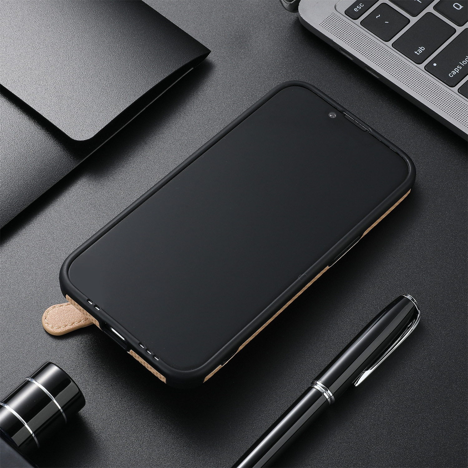 Pu Leather Material Business Solid Color Tpu Pu Leather    Phone Cases