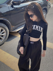 Women's Long-Sleeve T-Shirt Short Children's 2023 Spring and Autumn Top Fashion Letter Base T-Shirt 0208A025