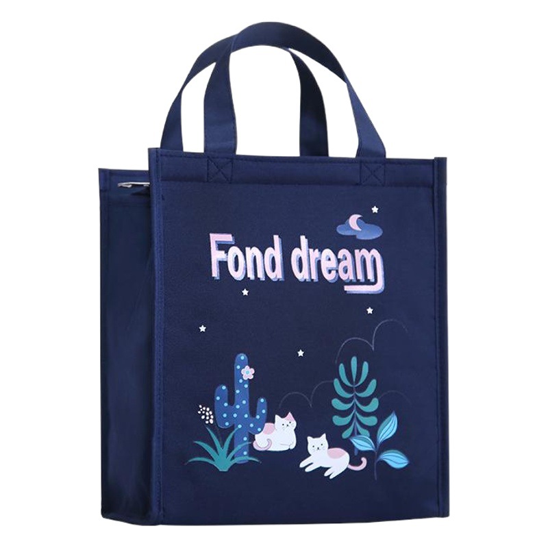 Bolsa de la caja de almuerzo con el almuerzo en el trabajo papel de aluminio espesado almuerzo bolsa lona mano llevar caja de almuerzo bolsa de aislamiento portátil