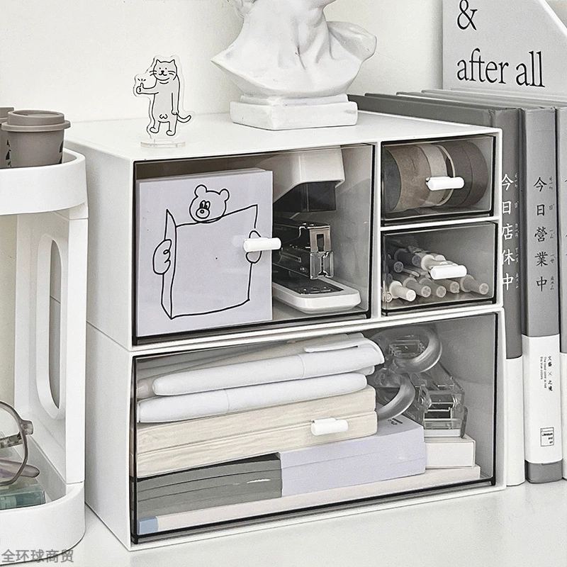 Acrylic Desktop Drawer Storage Box, Transparent, Large-capacity Multi-drawer Organizer