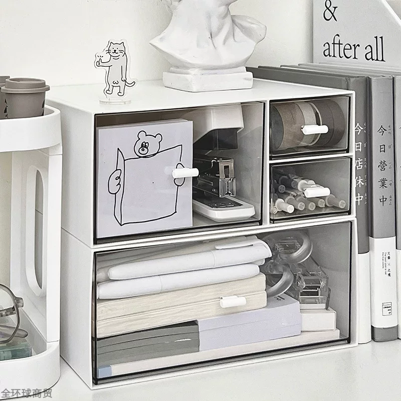 Acrylic Desktop Drawer Storage Box, Transparent, Large-capacity Multi-drawer Organizer