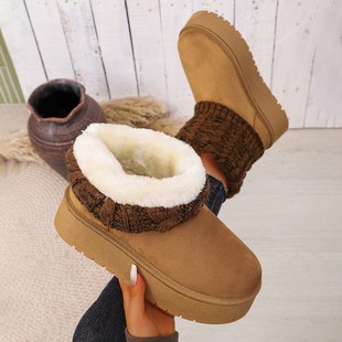 2025 New Winter Thickeneded Warm Fleece-Lined Snow Boots Women's Slip-On Short Boots Fashionable Casual Student Cotton Shoes