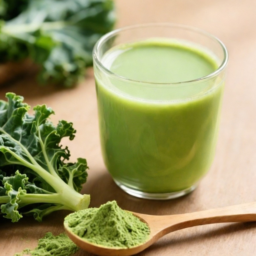 Kale Powder 250g Bottle with Chia Seed and Celery Blend for Meal Replacement Drinks quality and texture