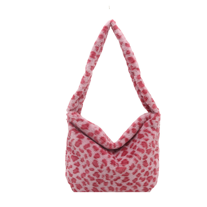 Leopardo tela de peluche bolsas de mujer otoño y invierno nueva moda literatura de hombro bolsas de brazo perezosas moda bolsas de mano de lana