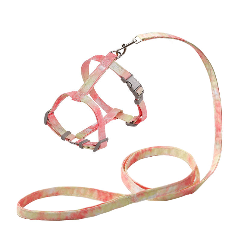 Transfronterizo ajustable para mascotas gato gradiente de color traje de cuerda de tracción perro pequeño perro de cuerda en forma de I correa para el pecho