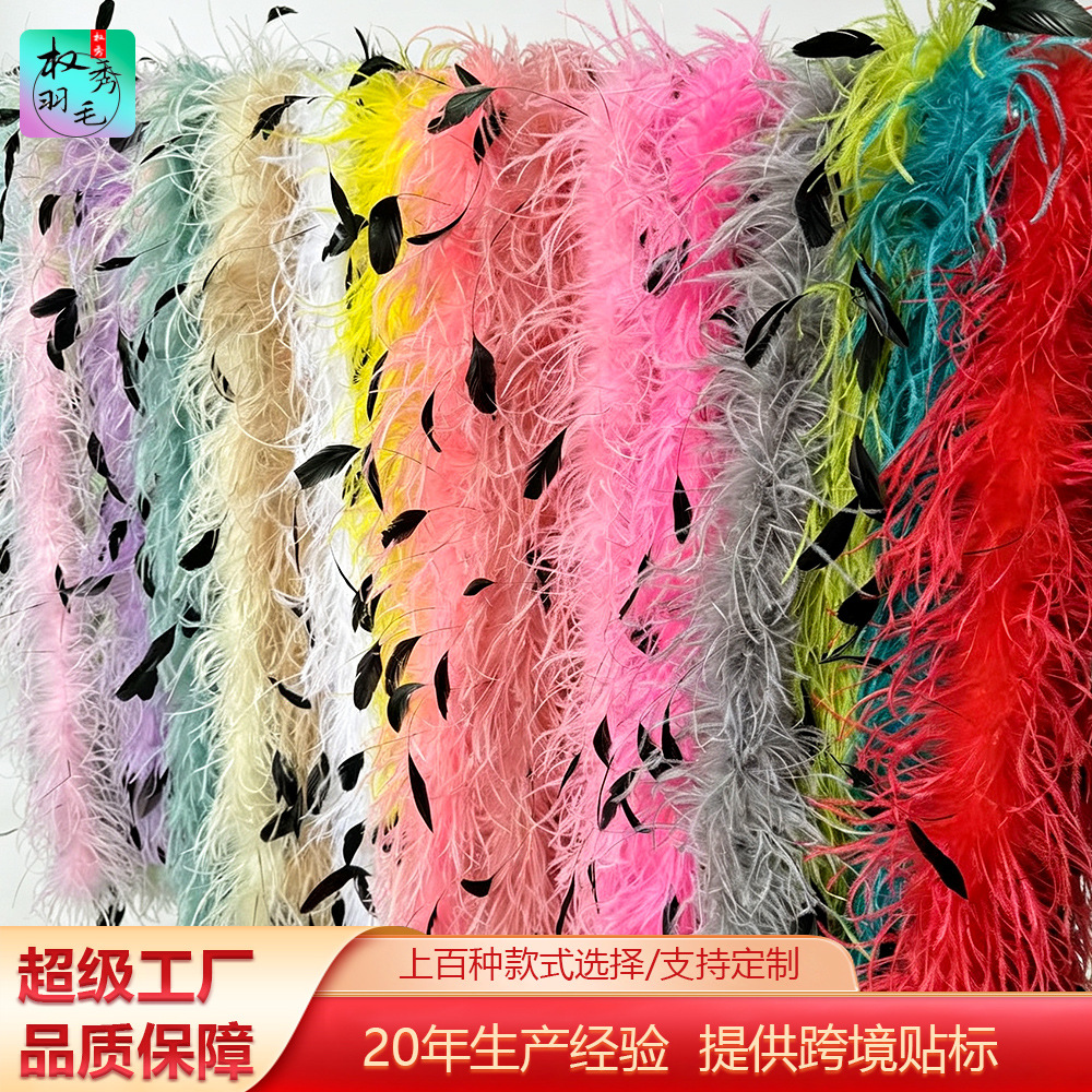 2米源头工厂DIY羽毛鸵鸟毛加撕黑尾毛条婚庆装饰舞台皮草服装配件