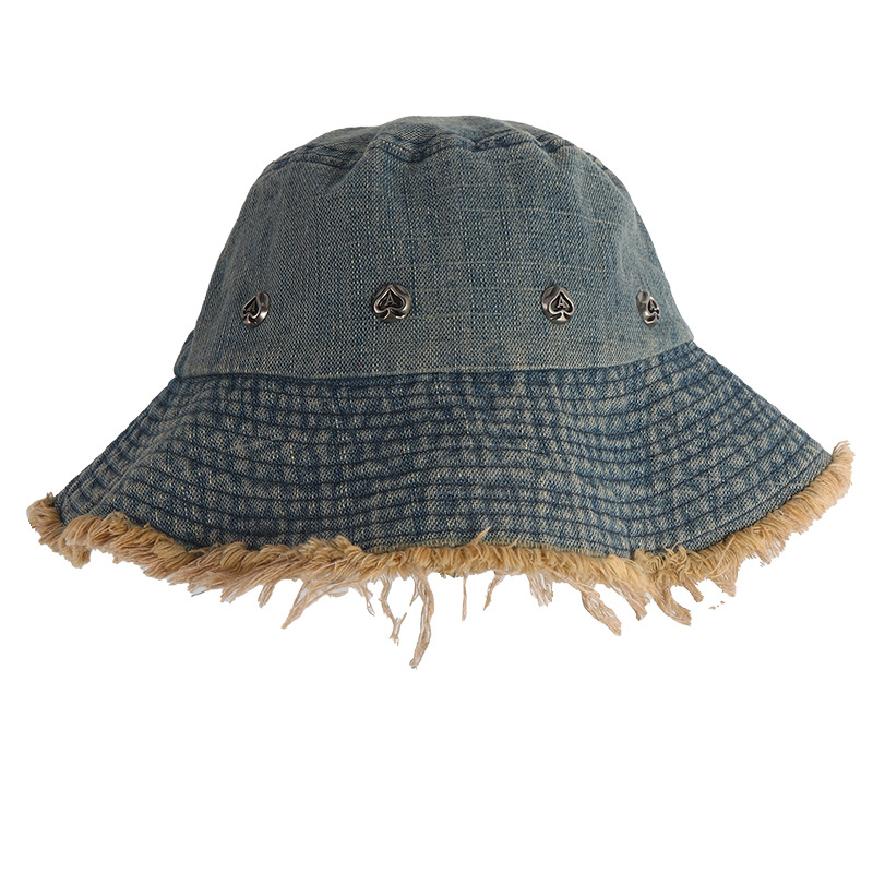 Retro japonés hace viejos sombreros de pescador de vaqueros de borde de lana para mujeres de verano versátil gorra grande para mostrar la cara pequeño sombrero solar