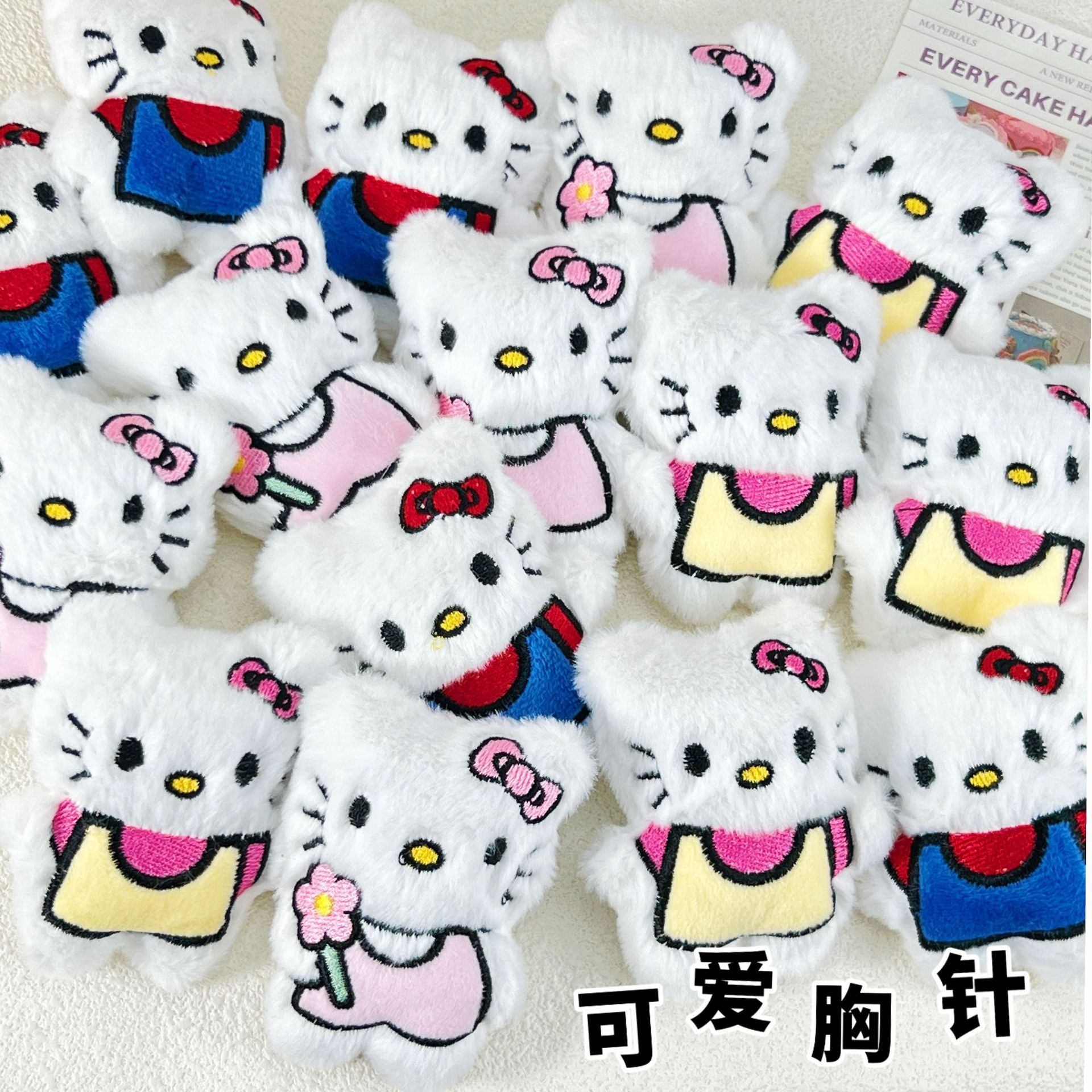 卡通毛绒小猫配饰 DIY玩偶猫咪头胸针挂件衣服包包围巾辅料配件