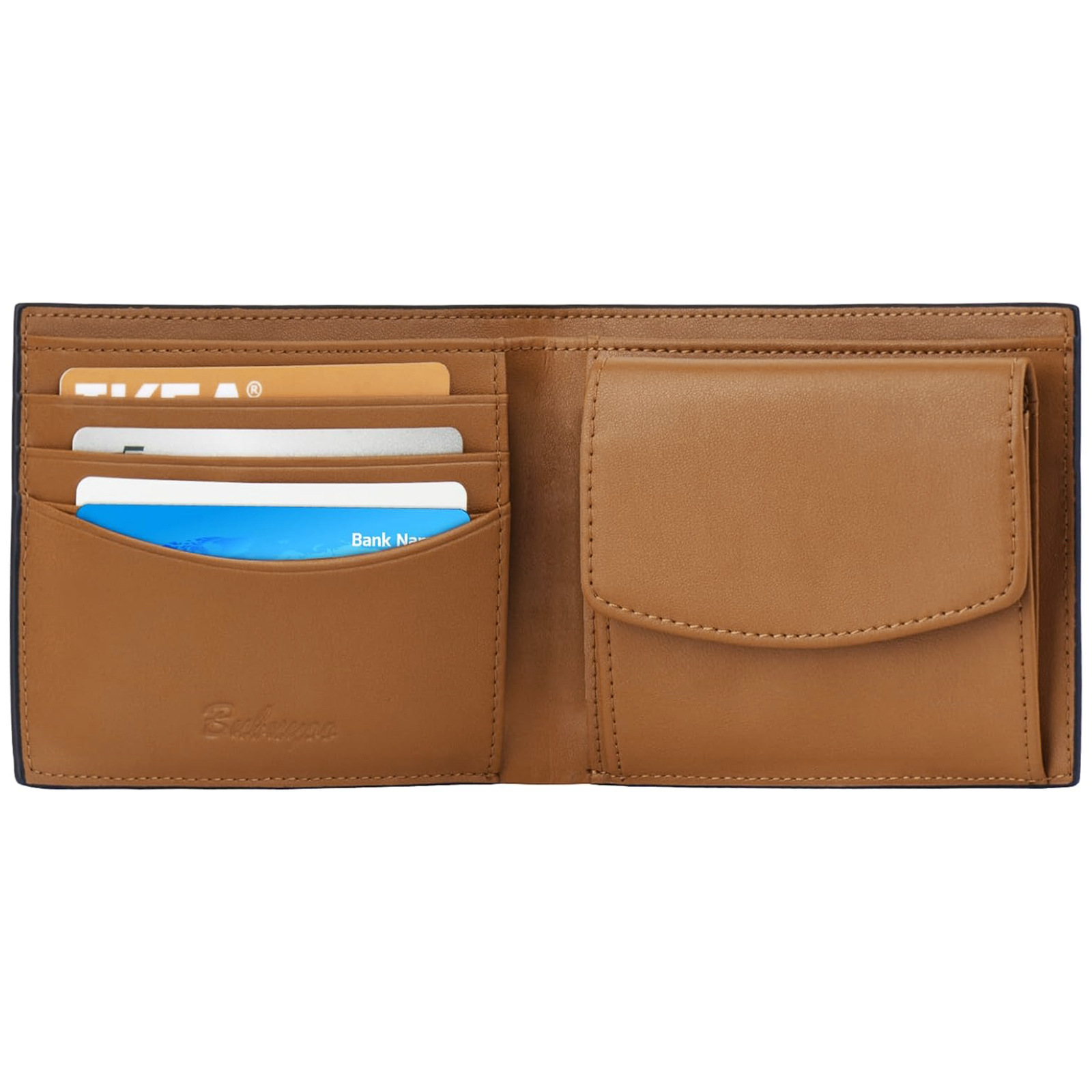 Cartera de negocios Rakuten de estilo japonés personalizada, multifuncional, con monedero, billetera de cuero genuino de doble pliegue para hombre