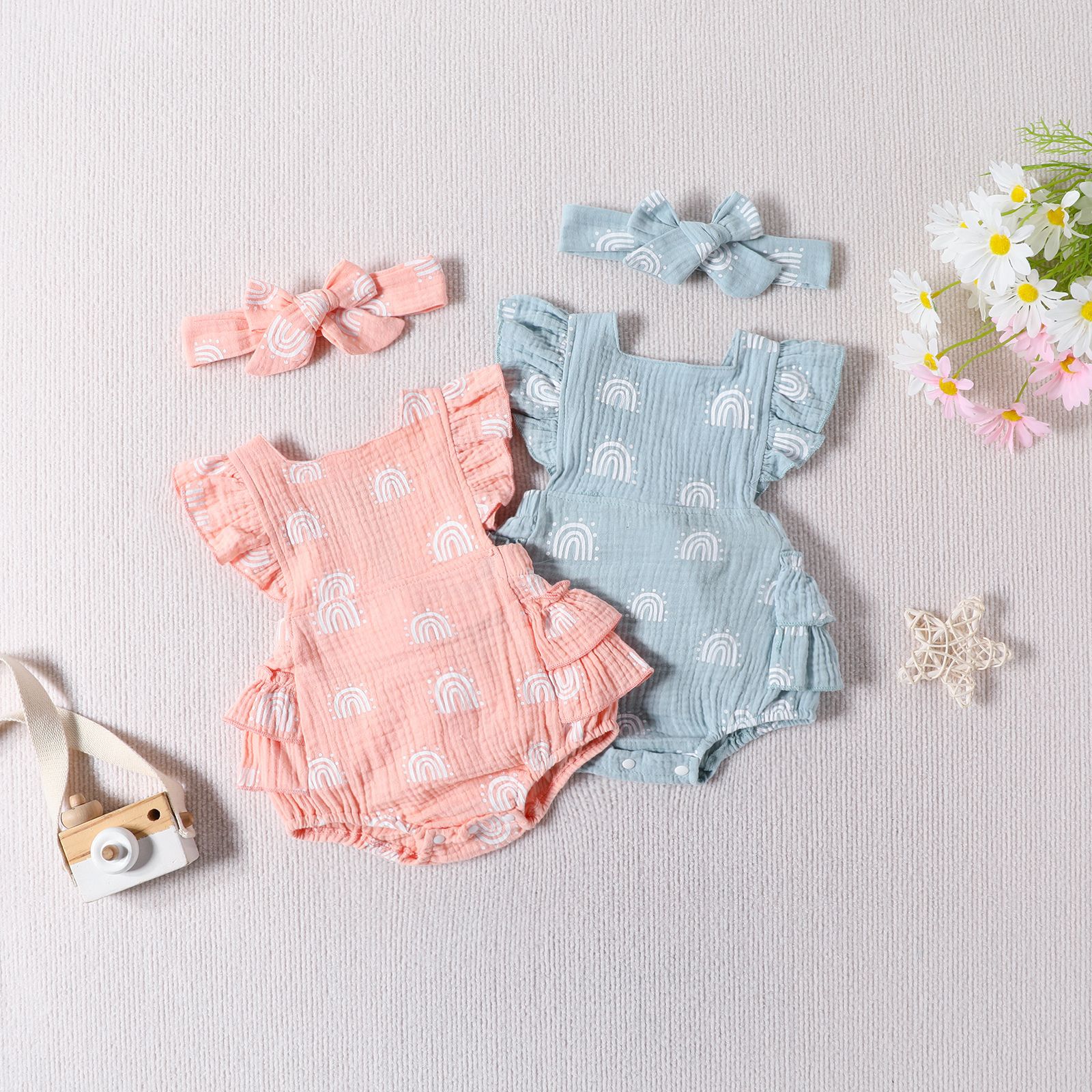Cute Rainbow Cotton Baby Rompers display picture 1