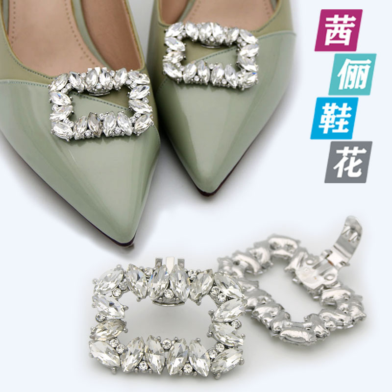 Botas de mujer decoración de Vamp zapato extraíble Flor de cristal zapato clip zapatos de boda cuadrado de metal hebilla de zapatos tacones altos Accesorios