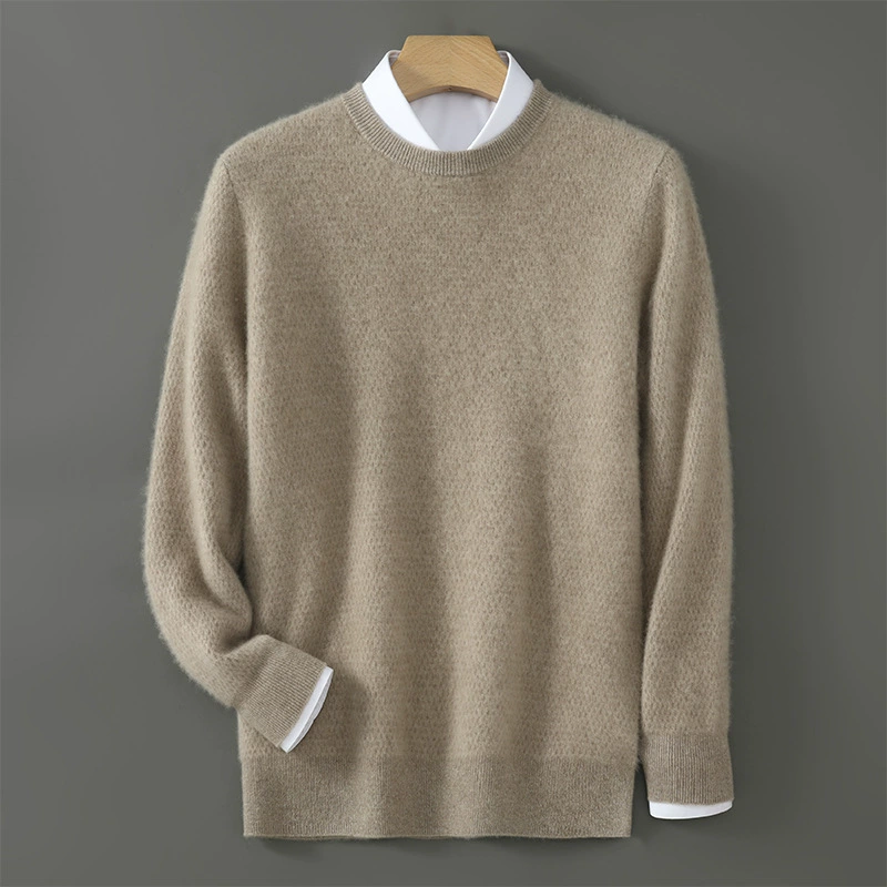 Solid woolen demi-season sweater with a round collar, universal long-sleeve, oversize