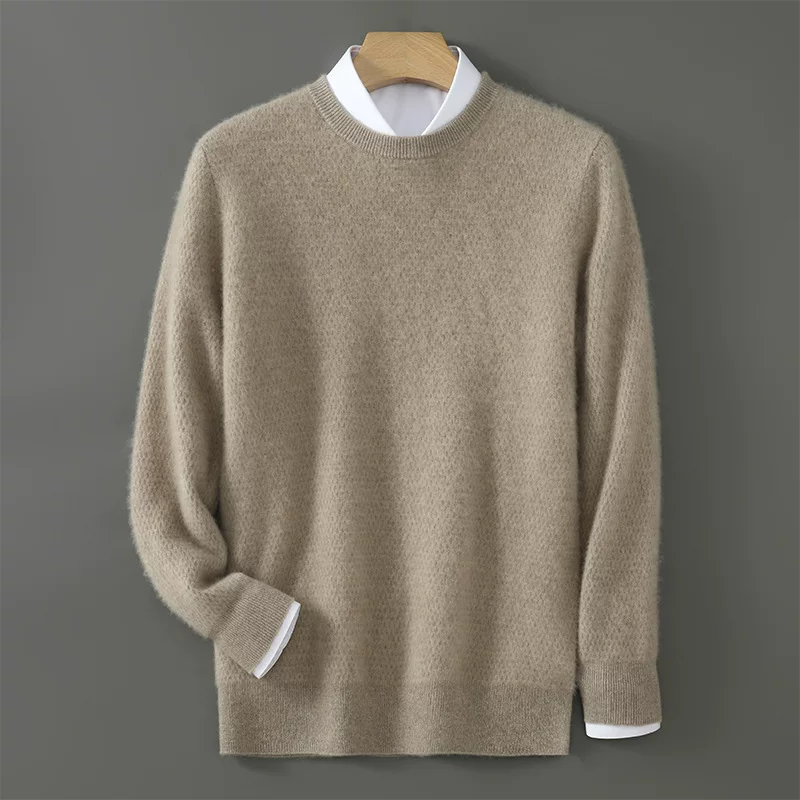 Solid woolen demi-season sweater with a round collar, universal long-sleeve, oversize