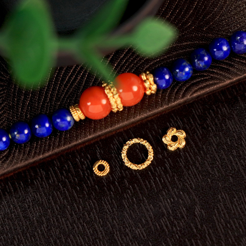 Full S925 Silver Twisted Coil Pure Silver Five-Petal Flower Spacer Accessory DIY Bracelet Necklace Fashion Accessory Small Parts