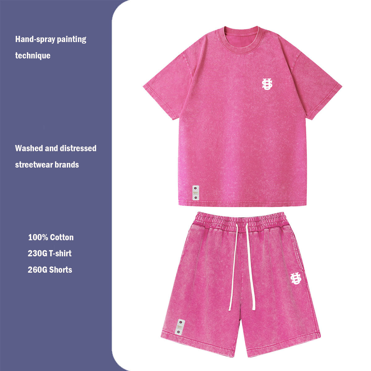 Vêtements pour hommes unisexes, style américain, brodé, tendance, marque TTKJ, coton épais, délavé et vieilli, short à manches courtes, costume décontracté_voghion.com