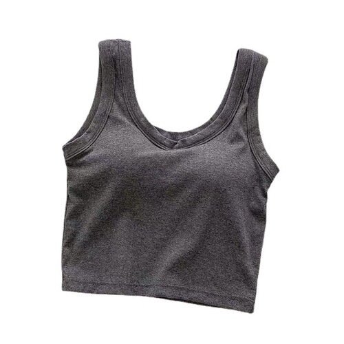 Solid color beautiful back sling inner vest with breast pads for girls to wear outside with belly button exposed tube top sports push-up bottoming top