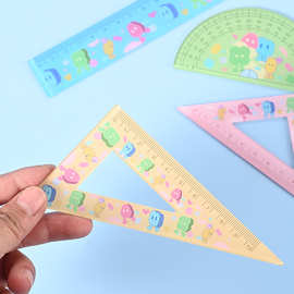 厂家定制亚克力尺子开学季学生礼品培训班宣传logo直尺三角尺套装