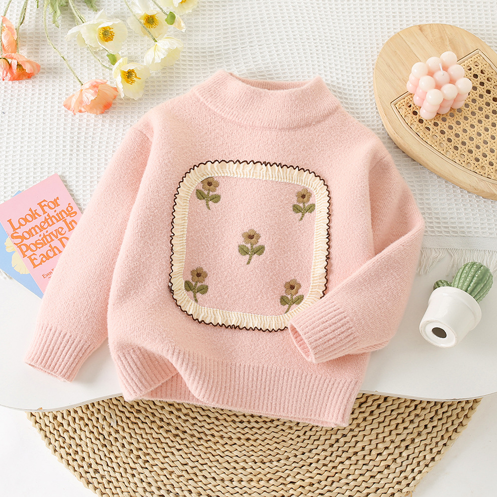 Demi-season velvet knitted woolen sweater girl's