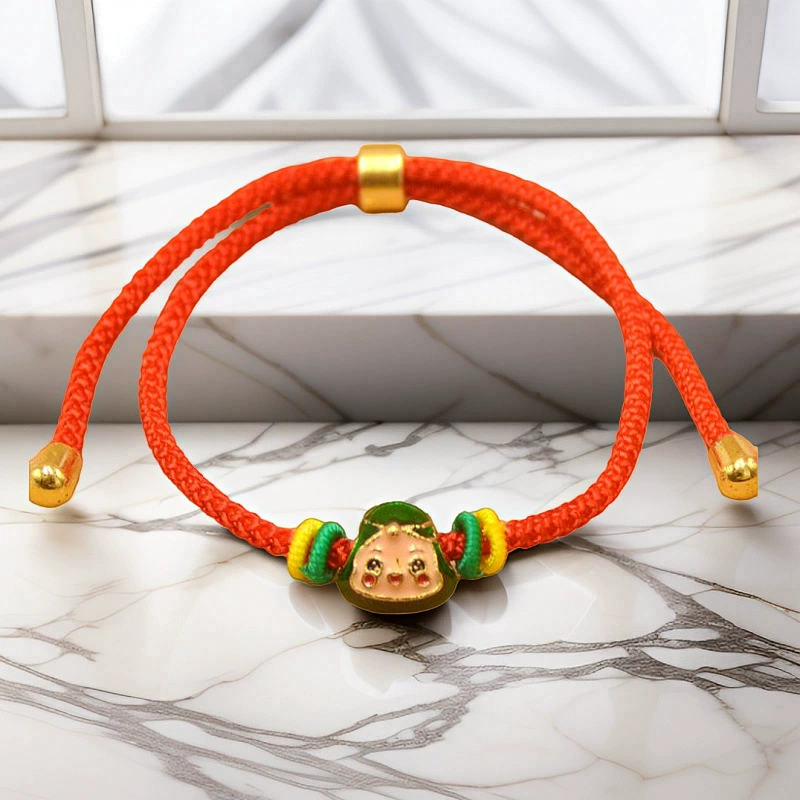 Children's red rope bracelet, hand-woven colorful cord, adjustable length