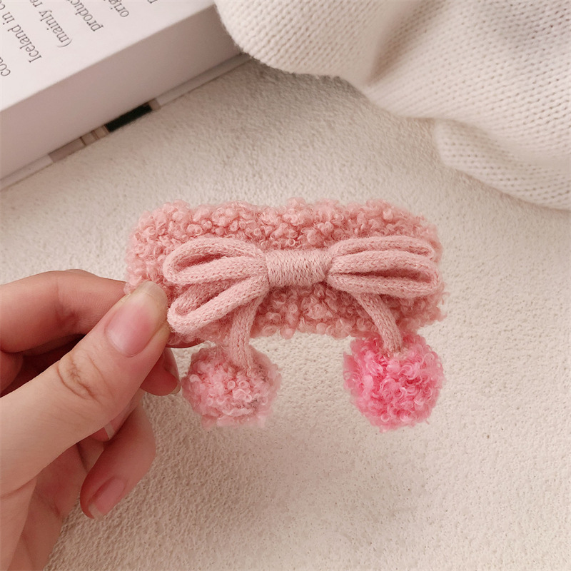 Diario de color ~ otoño y invierno arco pelusa pinzas de cabello para mujeres adorables lateral frises pinzas de cabello BB bola de cabello